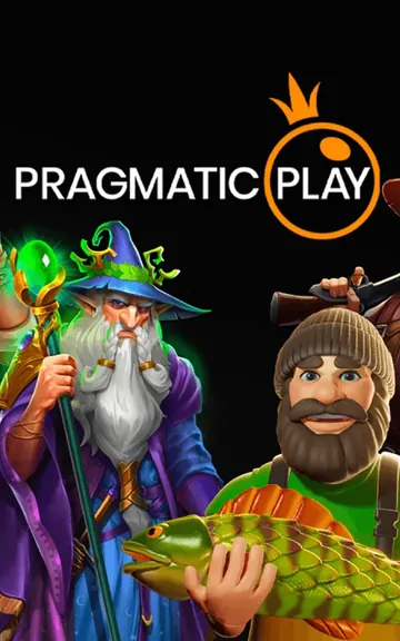 โลโก้ Pragmatic Play พร้อมตัวละครเกมสล็อต